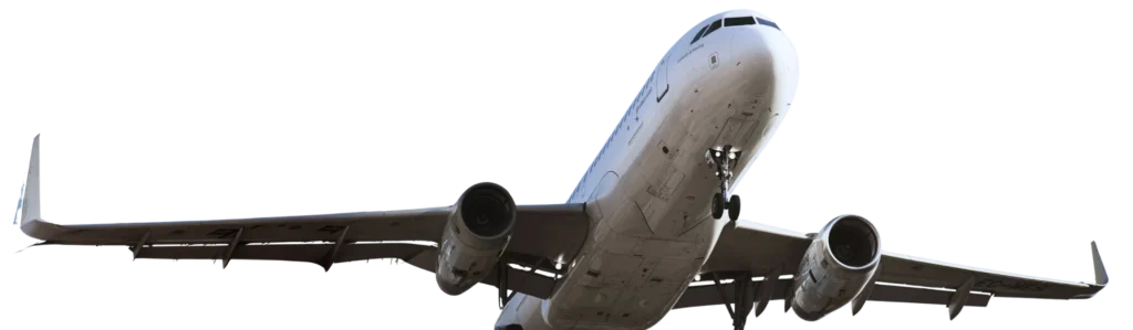 Passenger aircraft taking off, representing obstacle analysis near aerodromes.